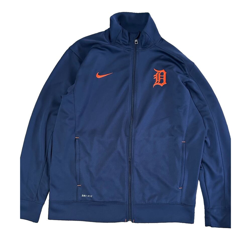 Nike Dri-fit Detroit Tigers MLB Embroidered Blue Men’s Full Zip Jacket Large - Picture 2 of 7